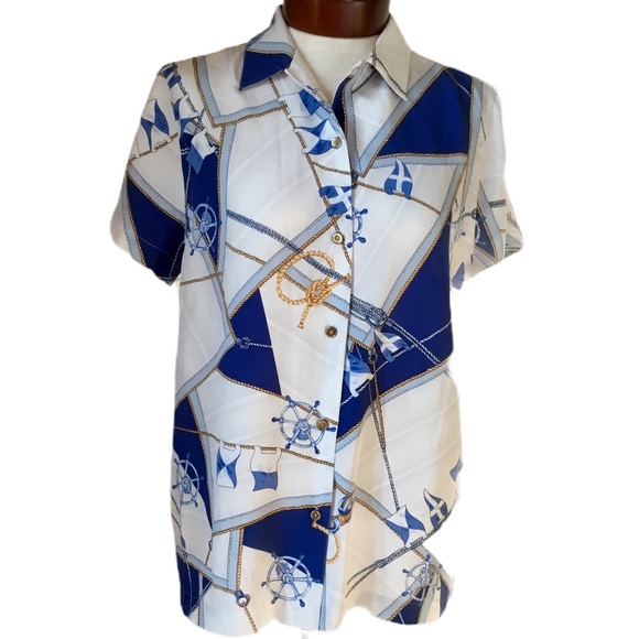 Lauren Ralph Lauren St. Lucia 100% Silk Top, Sz M - Picture 2 of 5